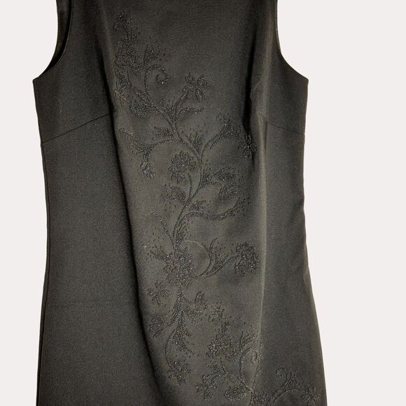 Sangria Petite Beaded Sheath Dress Square Neck Black 4P bv - Picture 3 of 10